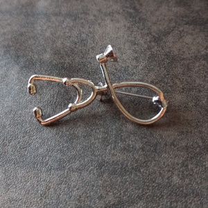 Sterling Silver Stethoscope Brooch